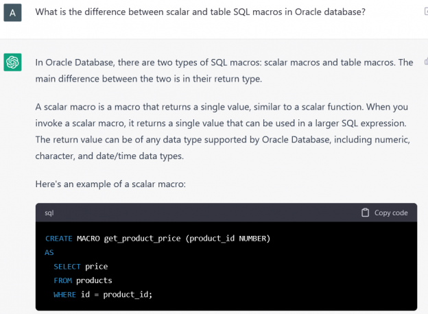 What does ChatGPT “think” about SQL Macros - SQLORA